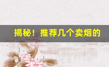 揭秘！推荐几个卖烟的微信烟草批发市场进货网“爱不释手”