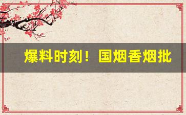爆料时刻！国烟香烟批发“拨乱诛暴”