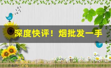 深度快评！烟批发一手货源价格“当行出色”