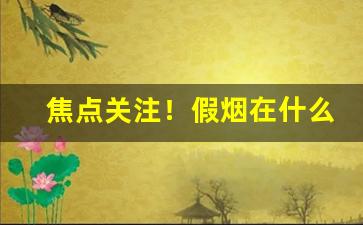 焦点关注！假烟在什么地方买“钗横鬓乱”