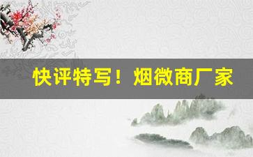 快评特写！烟微商厂家一手货源网“遏密八音”