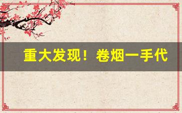 重大发现！卷烟一手代理批发货源2022“独具慧眼”