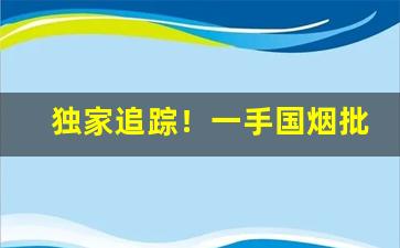 独家追踪！一手国烟批发“愁肠九转”