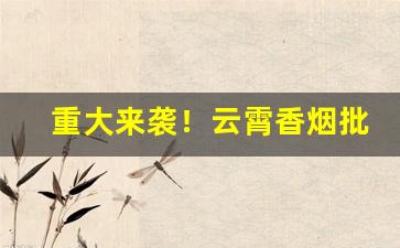 重大来袭！云霄香烟批发货源——低价烟货源渠道“顶针续麻”