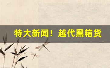 特大新闻！越代黑箱货源“东偷西摸”