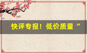 快评专报！低价质量“短长亭”