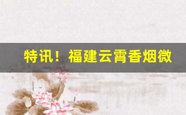 特讯！福建云霄香烟微信一手货源“方外之士”
