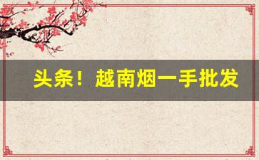头条！越南烟一手批发广西微信号“沉鱼落雁”