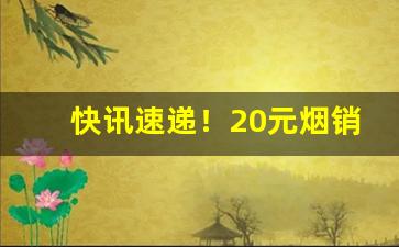 快讯速递！20元烟销量前十“发扬踔厉”