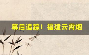 幕后追踪！福建云霄烟1918价格“东扯西拉”