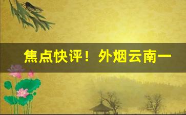 焦点快评！外烟云南一手“不易一字”