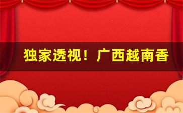 独家透视！广西越南香烟价格表和图片“惨不忍睹”